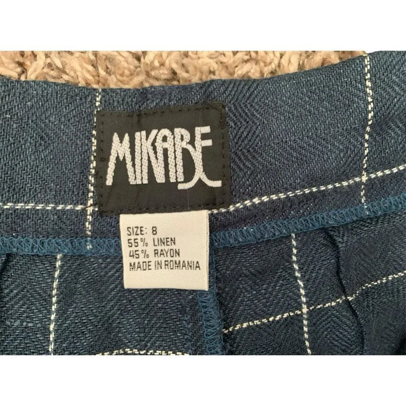 Mikabe Linen Blend Plaid‎ Pants Size 8 - Picture 3 of 6
